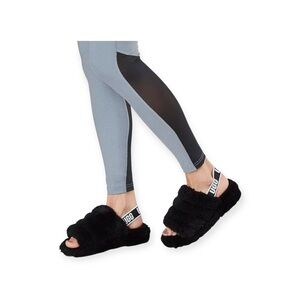 UGG ✪ Fluff Yeah Comfy Sheepskin Slingback Sildes Sandals ✪ Black ✪ 10M ✪ 41 EU